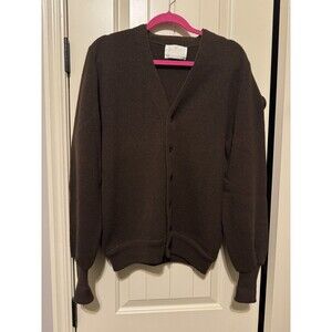Vintage 60s 70s Jantzen Wool Sweater small Fall Brown Cardigan Made In USA